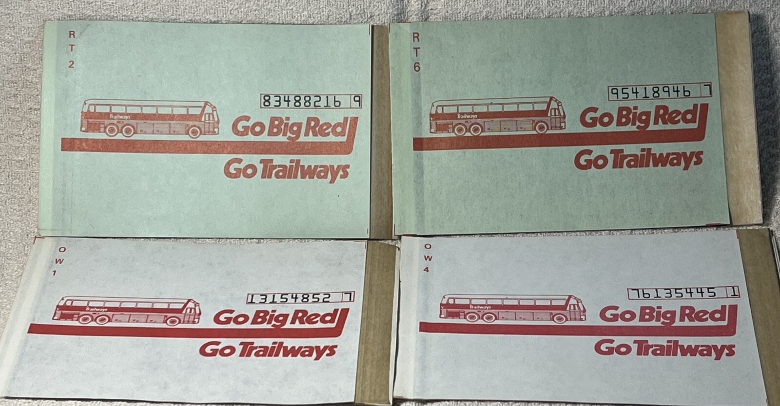 4 Vintage 1960s Continental Silver Eagle Trailways Unused Bus Tickets (ESTATE)