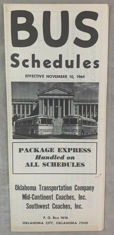 (Lot of 10) Original 1960s Bus Coach Timetables Oklahoma MKO Lines OT MC SWC