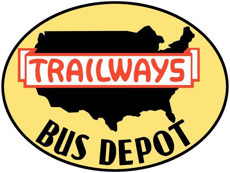 Trailways Bus Depot NEW Sign: 40″ Wide Oval Shaped Diecut USA STEEL XL Size