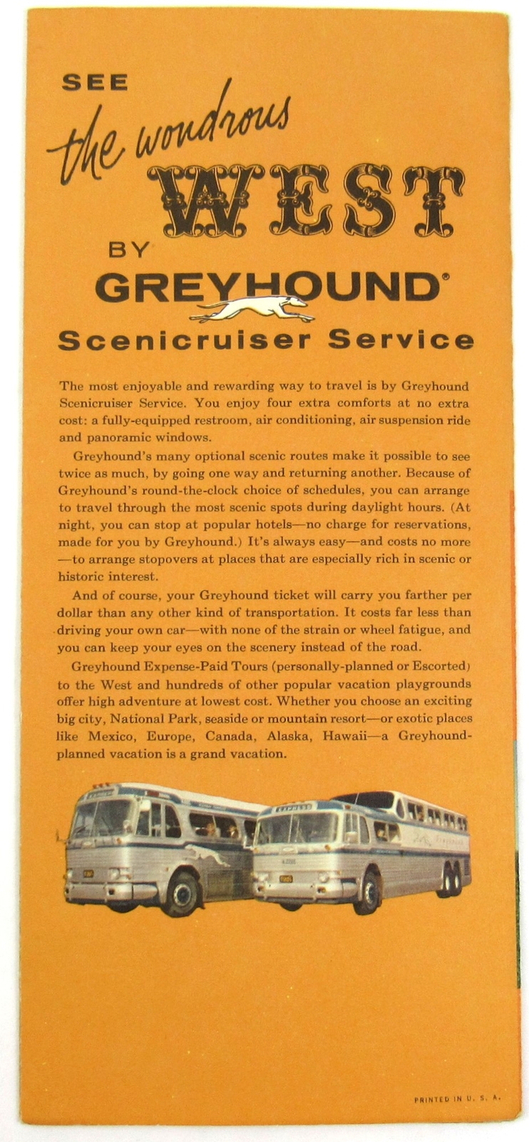 c1950 West By Greyhound Bus Lines Brochure Wondrous Scenicruiser Service USA