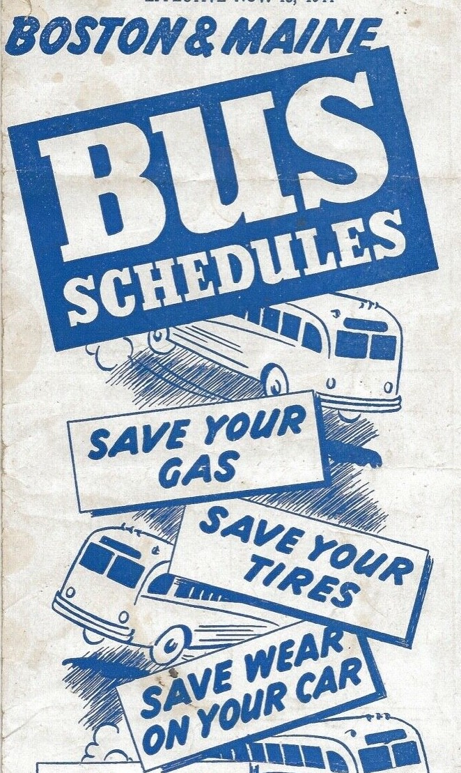 1944 Boston & Maine Bus Schedules-Time Tables-New England-WWII Era