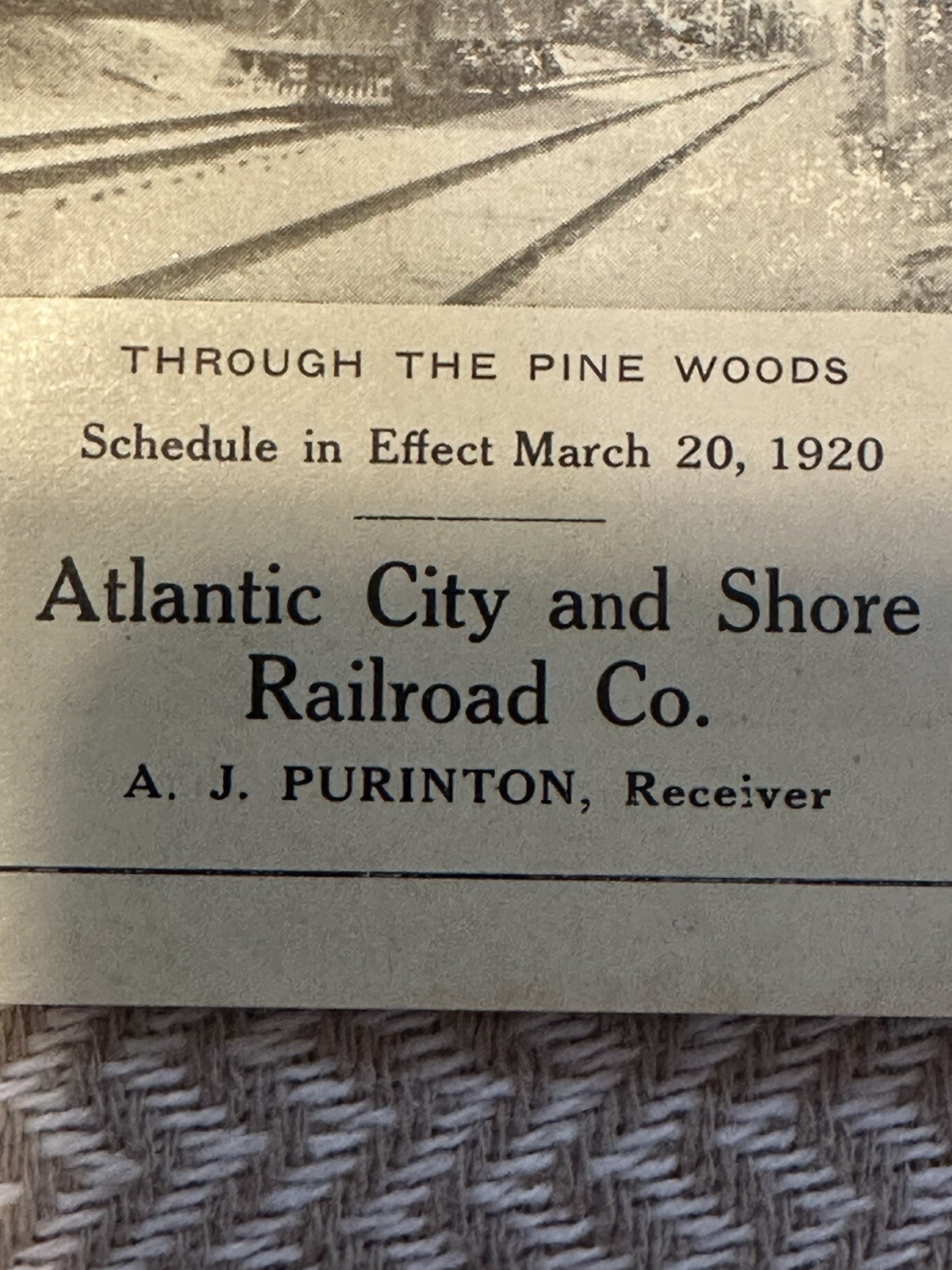 March 20, 1920 Atlantic City And Shore Railroad Co. PARLOR CAR SERVICE SCHEDULE