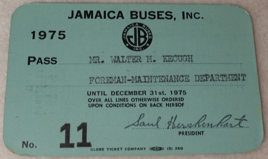 Jamaica Buses New York City Bus Company 1975 Vintage Original Pass