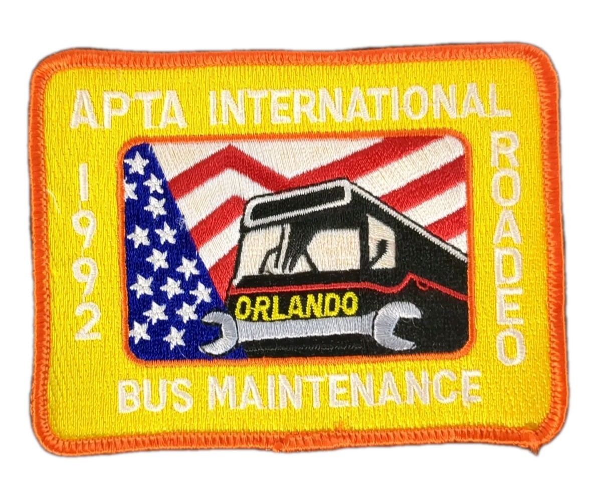Vtg Bus Maintenance Roadeo Patch Orlando FL APTA Embroidered 1992