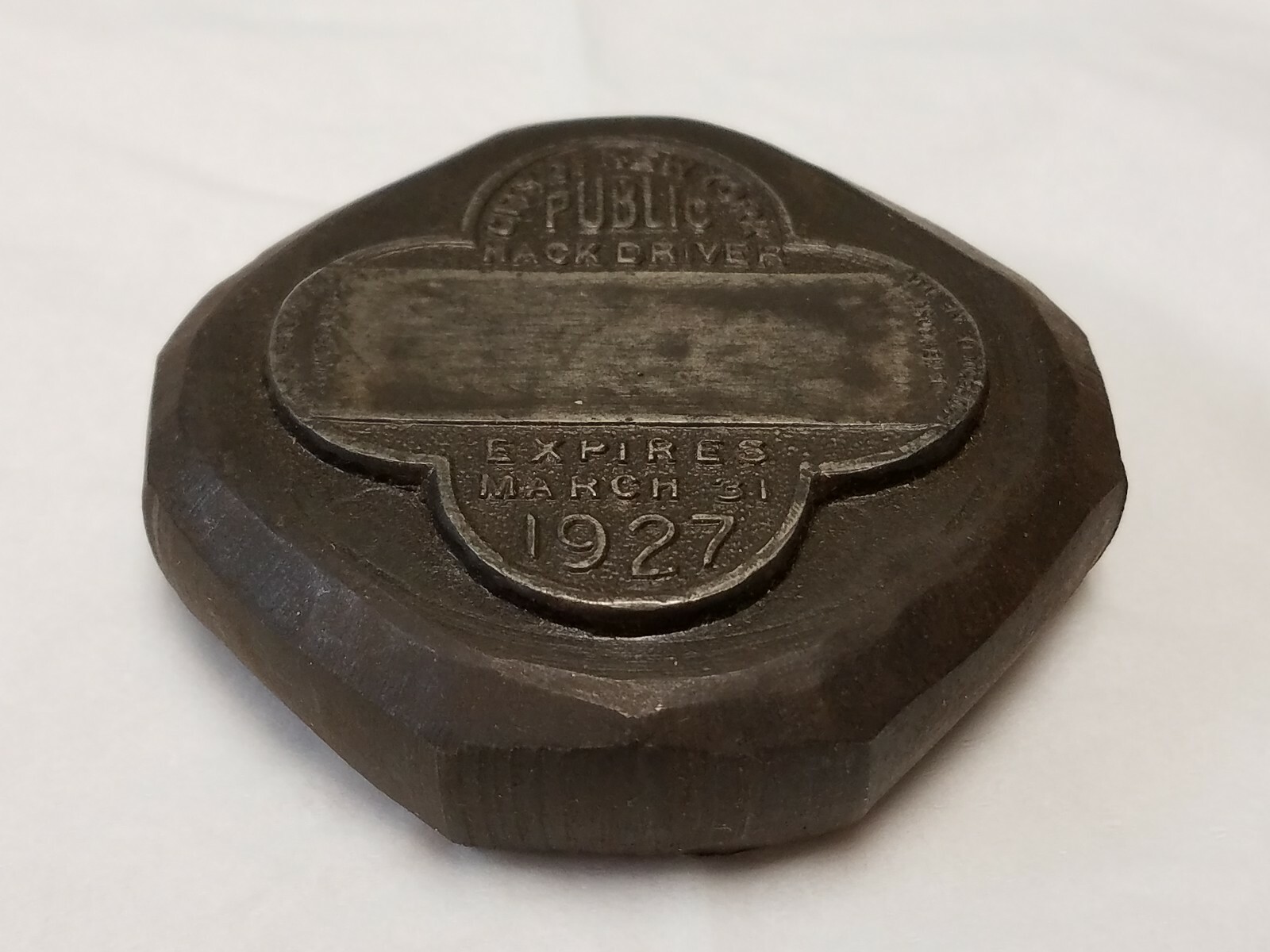 RARE 1927 New York Taxi Cab Taxicab Badge Die