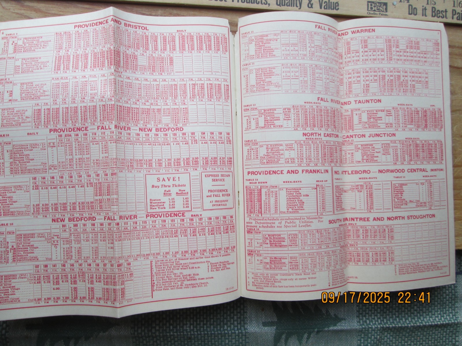 New England Transportation Company bus schedule Feb 21 1937