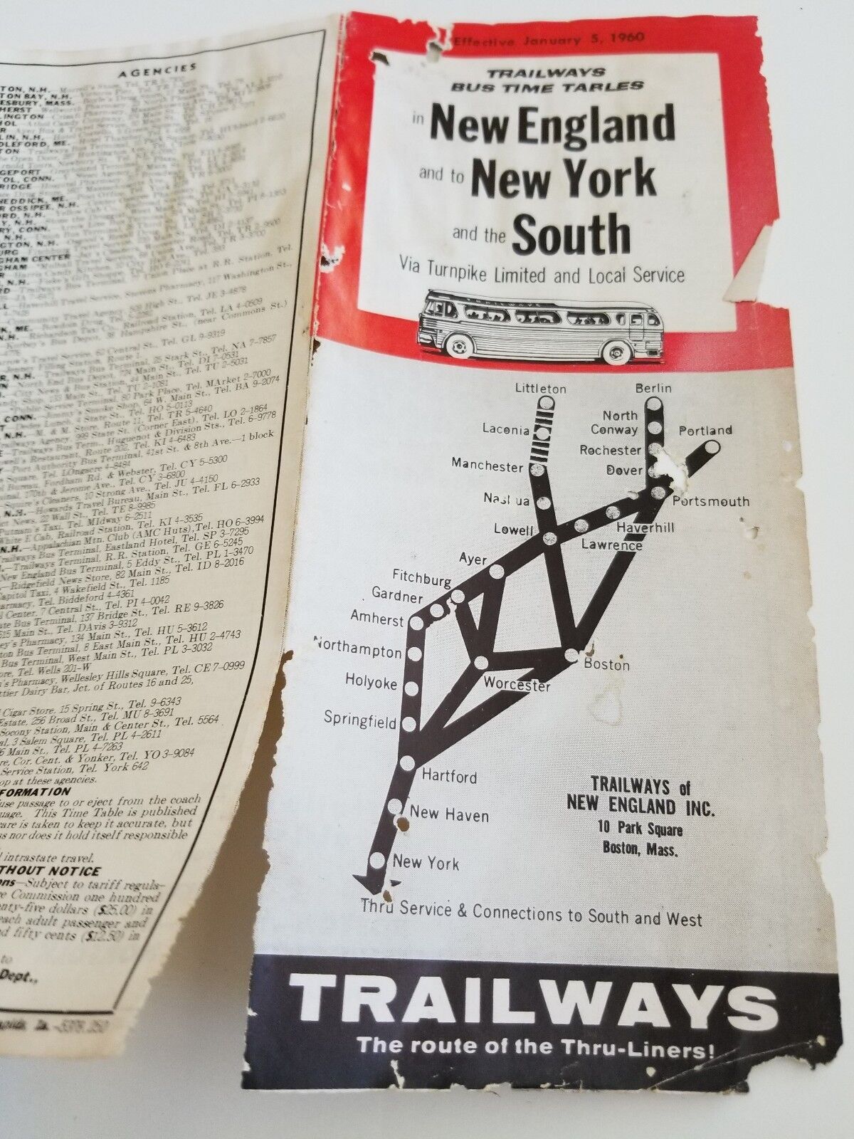 Trailways Bus New England New York and South 1960 Advertisement Brochure