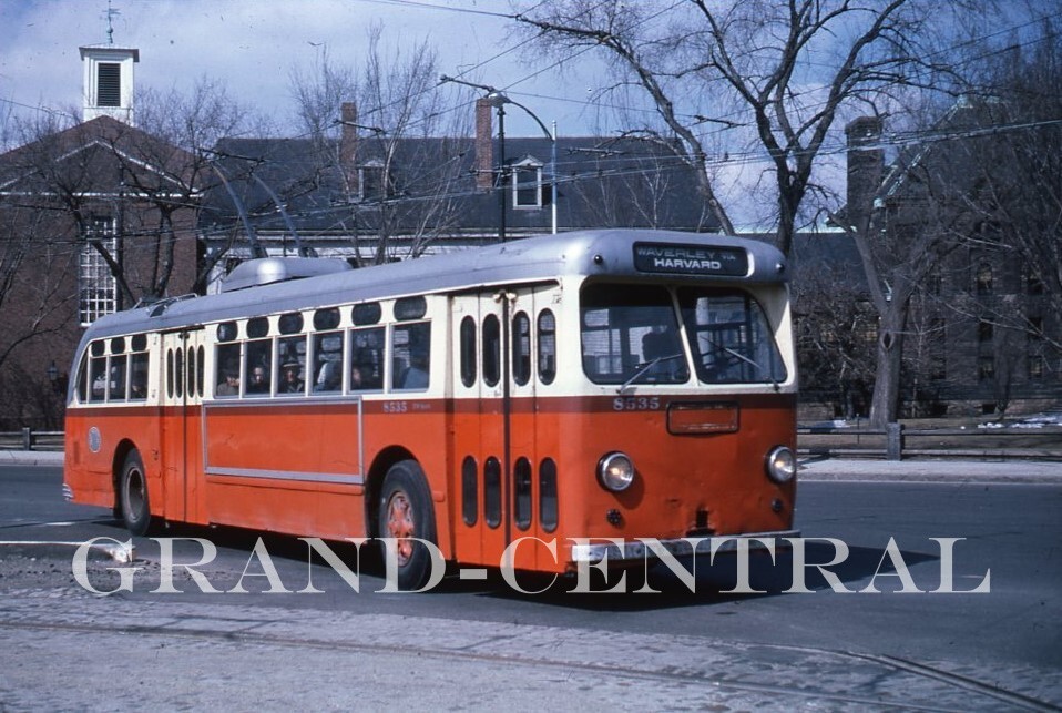 1962 MTA METROPOLITAN TRANSIT AUTHORITY BUS SLIDE TROLLEY BUS 8535 CAMBRIDGE MA