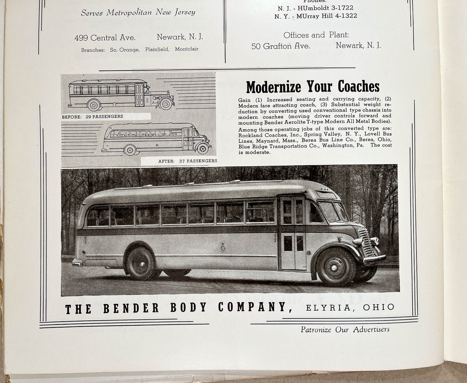 Rare 1940 NEW JERSEY MOTOR BUS ASSN. Convention Souvenir Program Book w/Ads