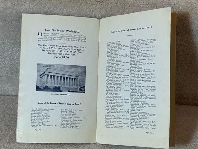 1920’s Washington DC Whte Line Autos Continental Sight Seeing Bus Tour Brochure