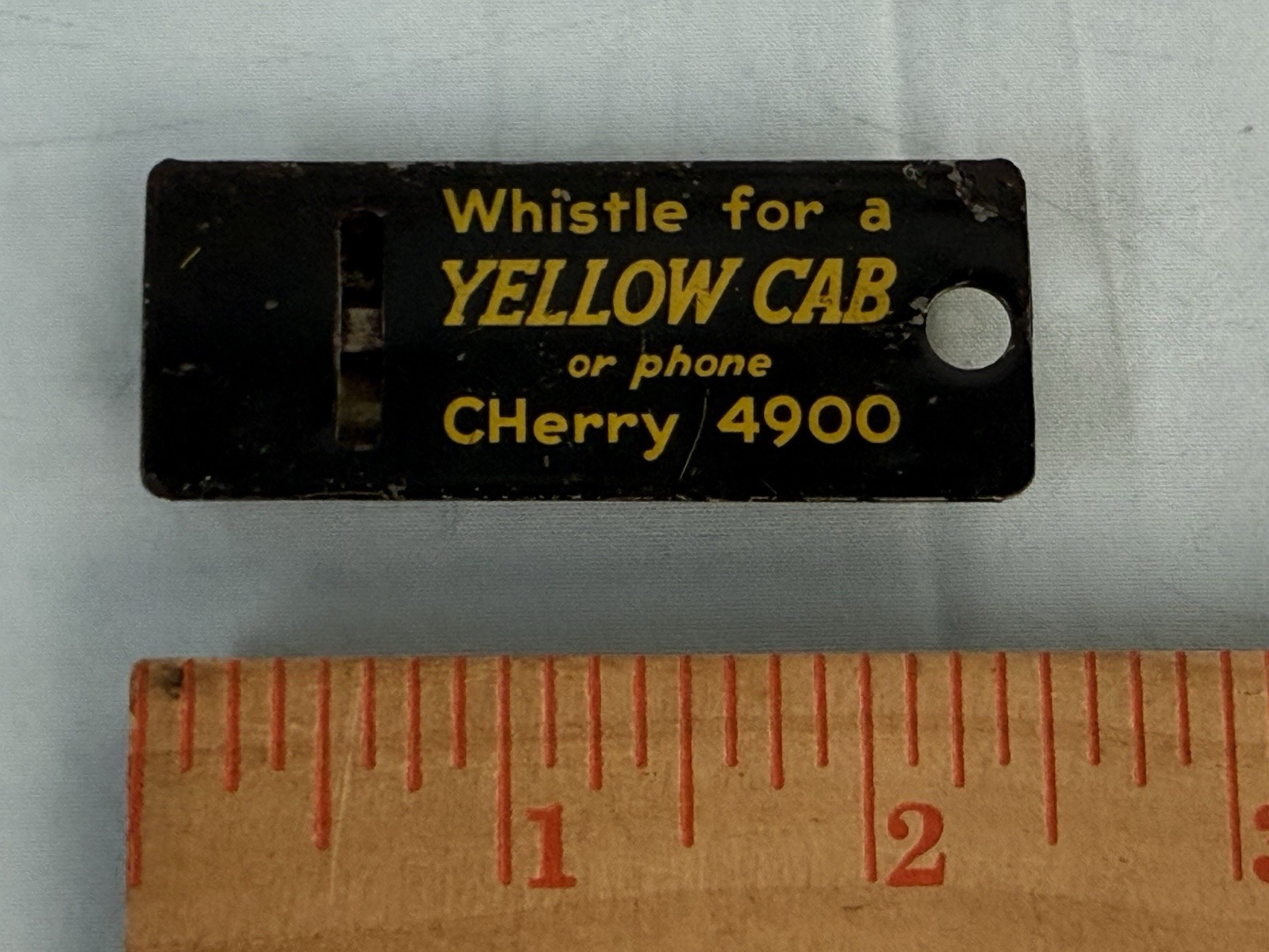 Whistle for A Yellow Cab or Phone Cherry 4900 Vintage Metal Whistle Keyfob. Orig