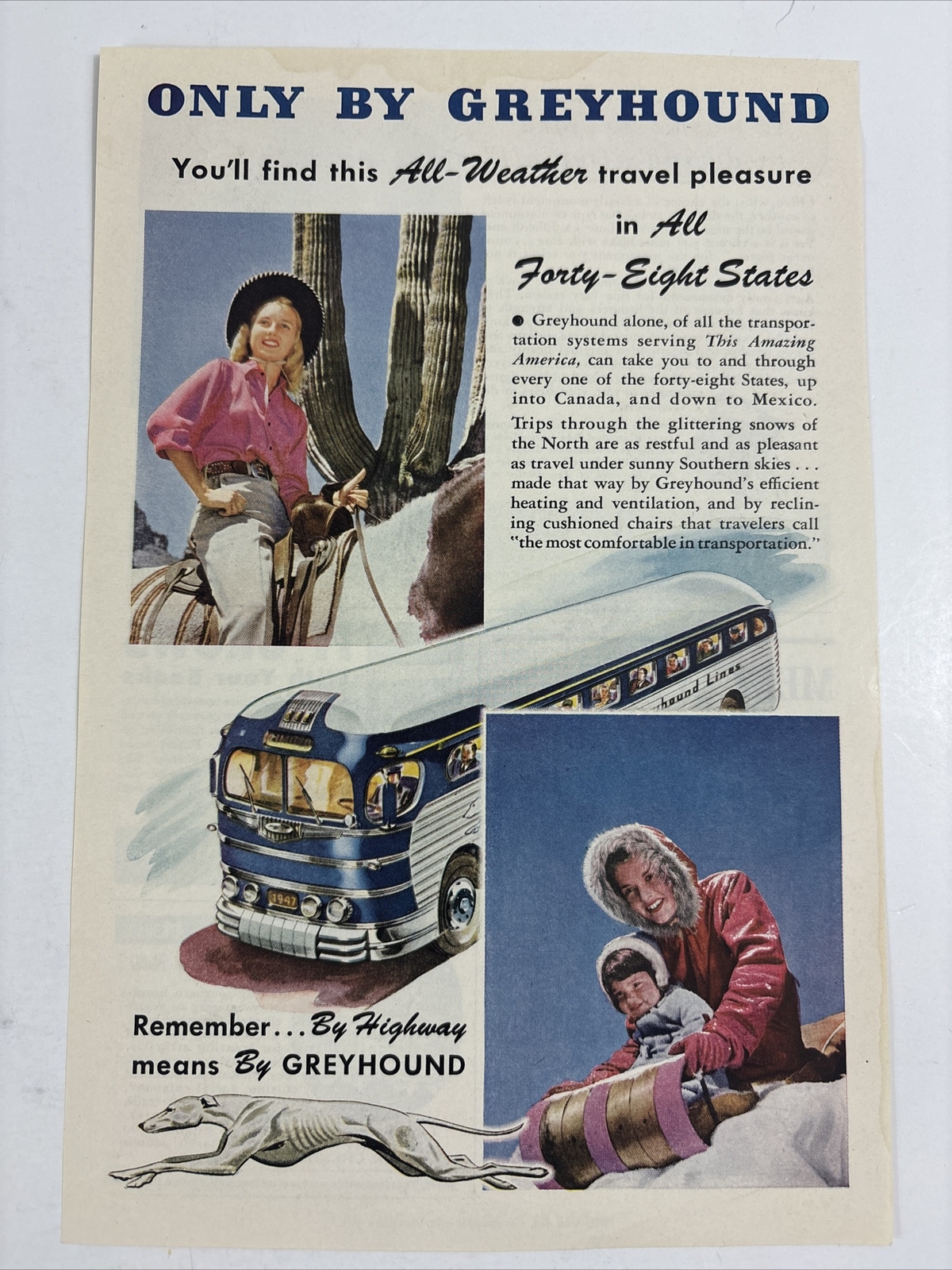 1953 Greyhound Bus plus Florida Golf Hot Springs Hotel Rock of Ages Monuments ad