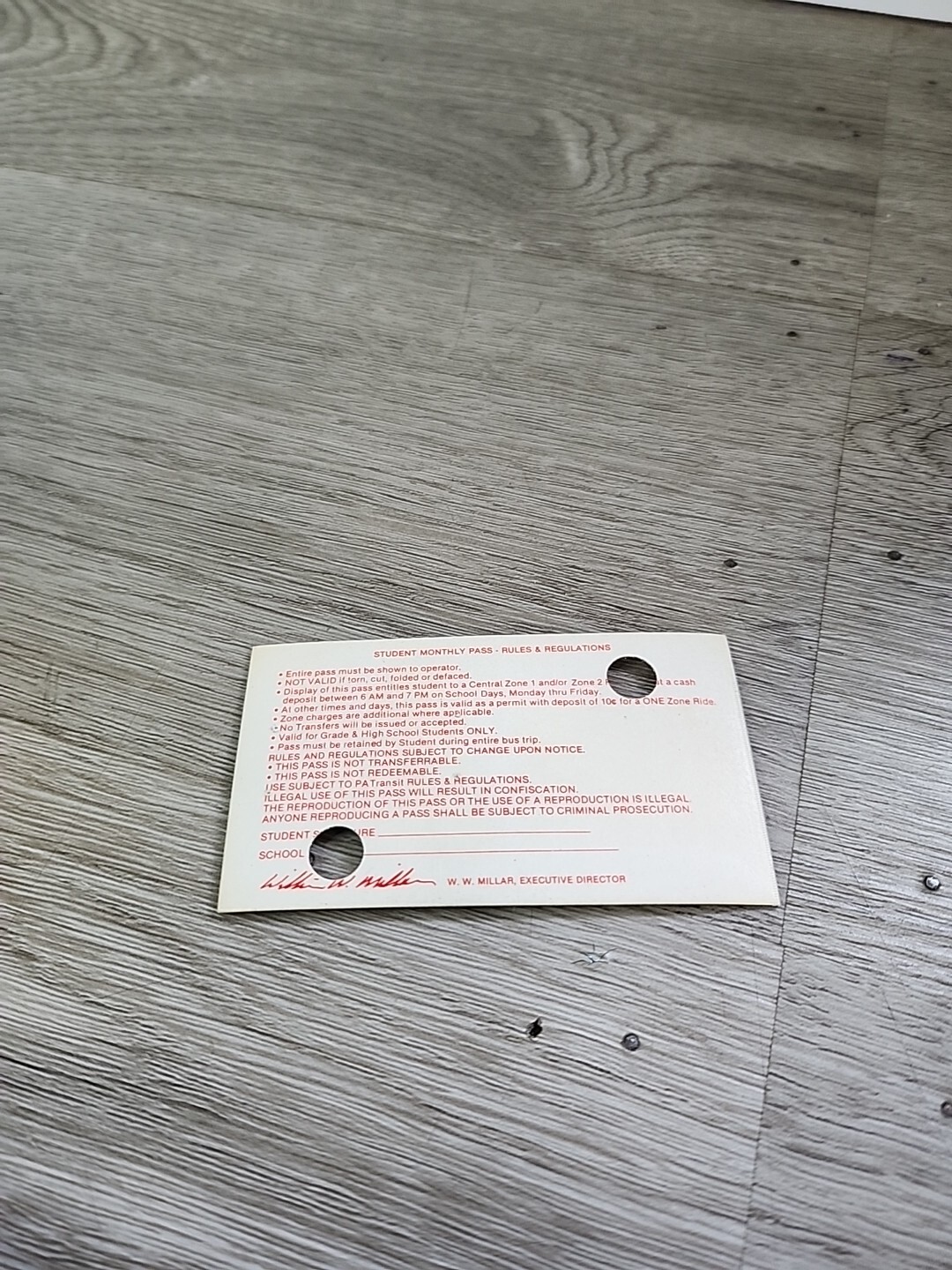 Vintage Hologram PAT Transit Bus Pass Pittsburgh 1987 December Student Pass RARE