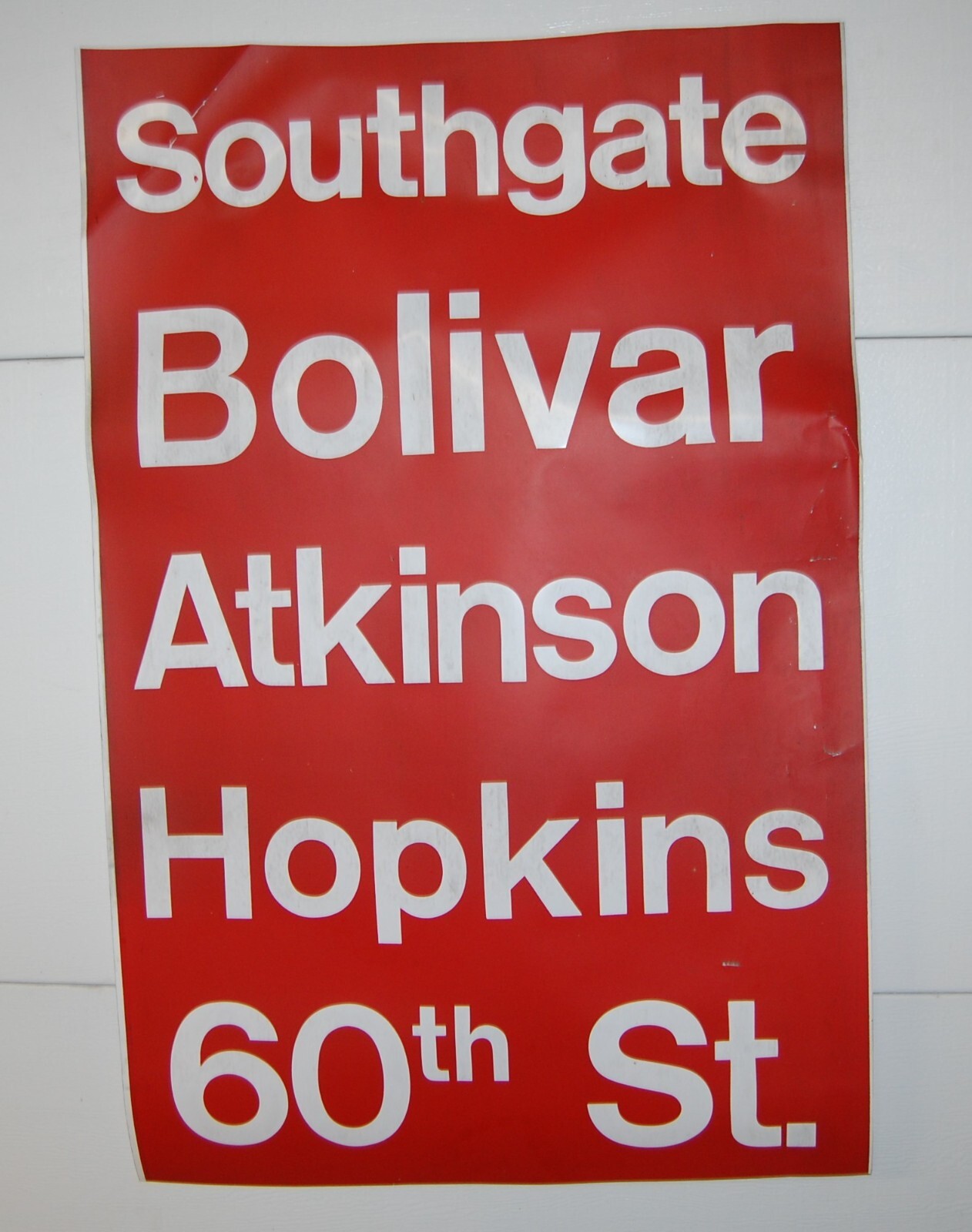 Vtg. 1970s Milwaukee Bus Destination Roll Sign MKE Southgate ++