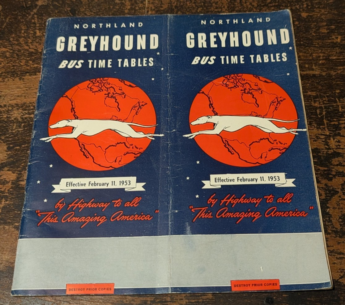 Northland Greyhound Bus Time Tables, February 11, 1953, Booklet, 66 pages