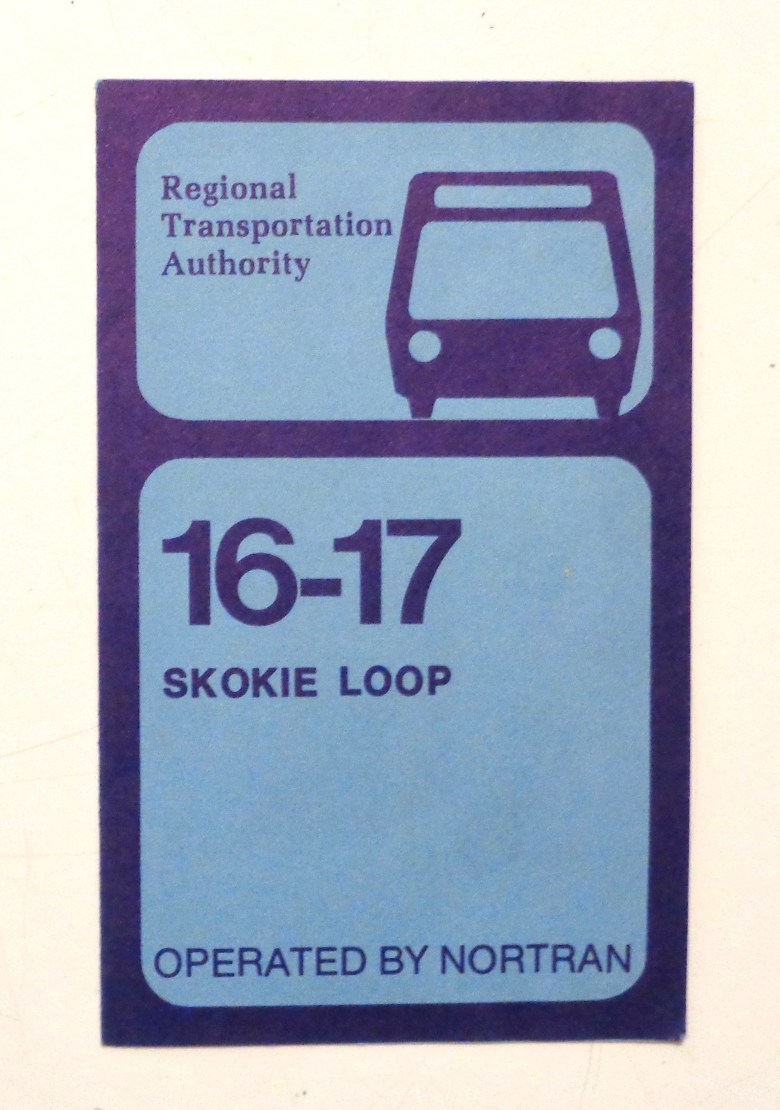 Vintage NORTRAN Bus Schedule 1970s SKOKIE LOOP Chicago RTA Nice Graphics