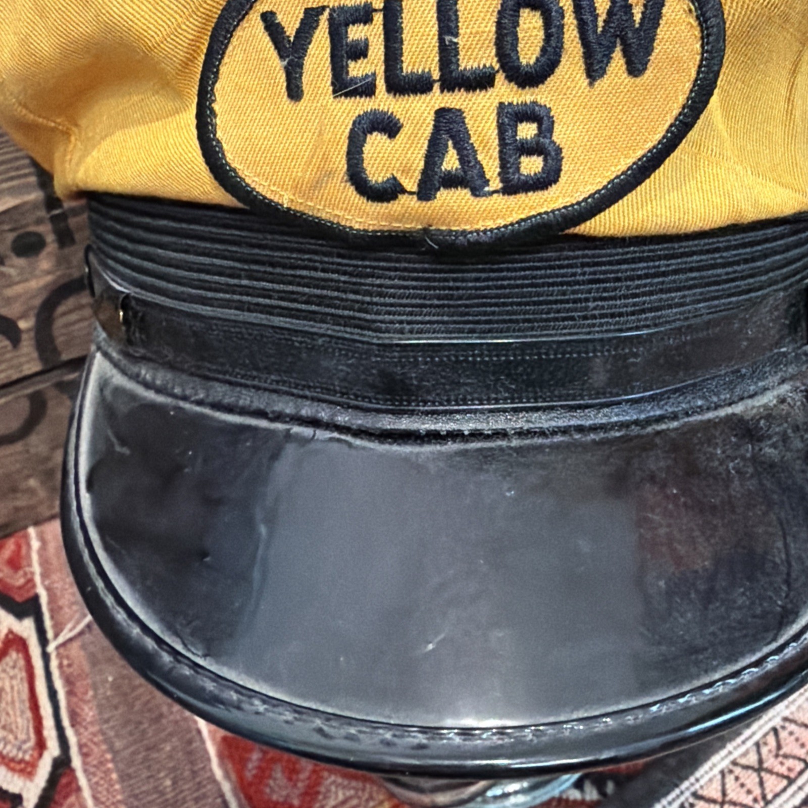 Vintage Yellow Cab Cloth Driver Cap With Patch Sentry Brand – 7 1/4