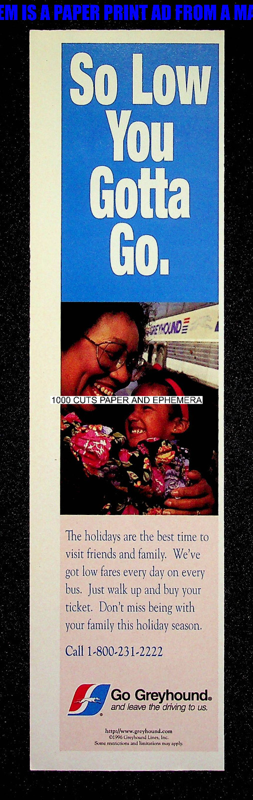 Greyhound Bus Line 1996 Trade Print Magazine Ad Poster ADVERT