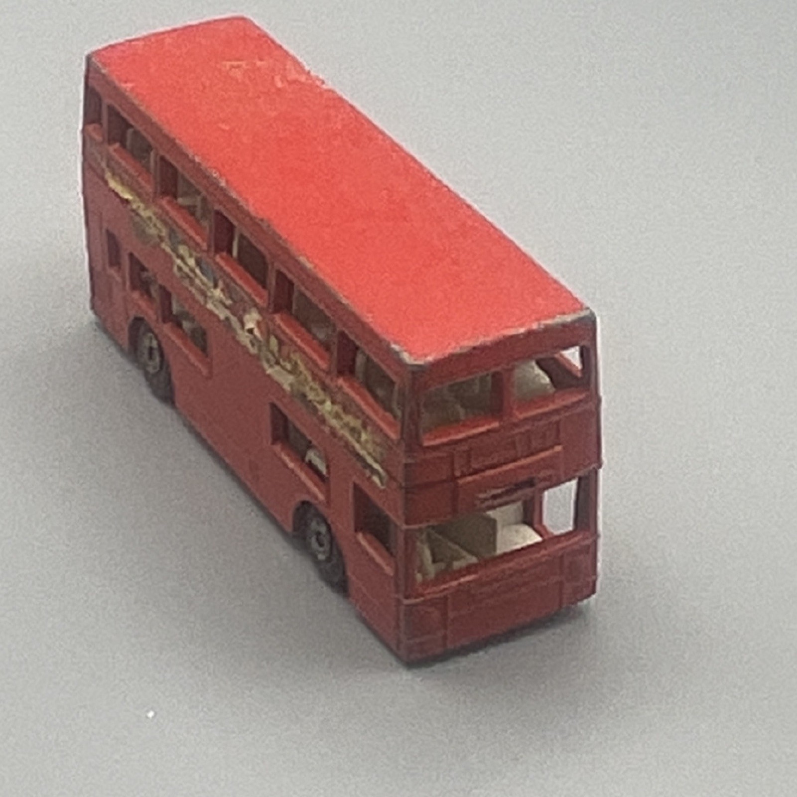 Vintage 1972 Red Double-Decker Bus Diecast Model Toy Vehicle