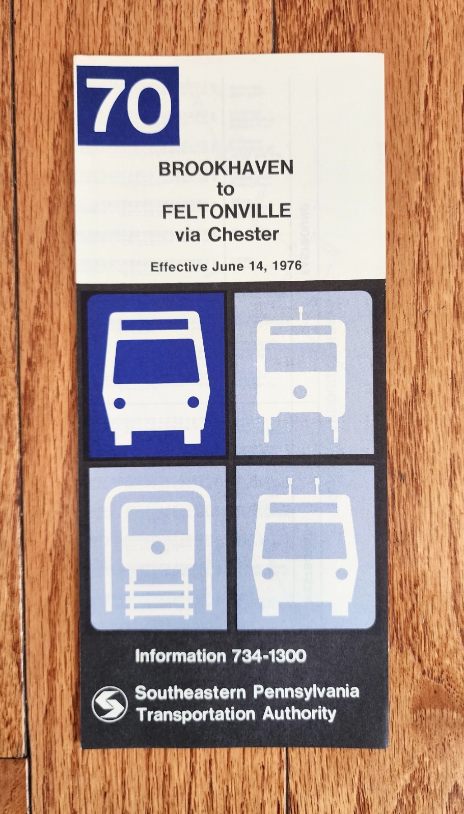 1976 SEPTA BUS TIME TABLE ROUTE 70 PHILADELPHIA PA