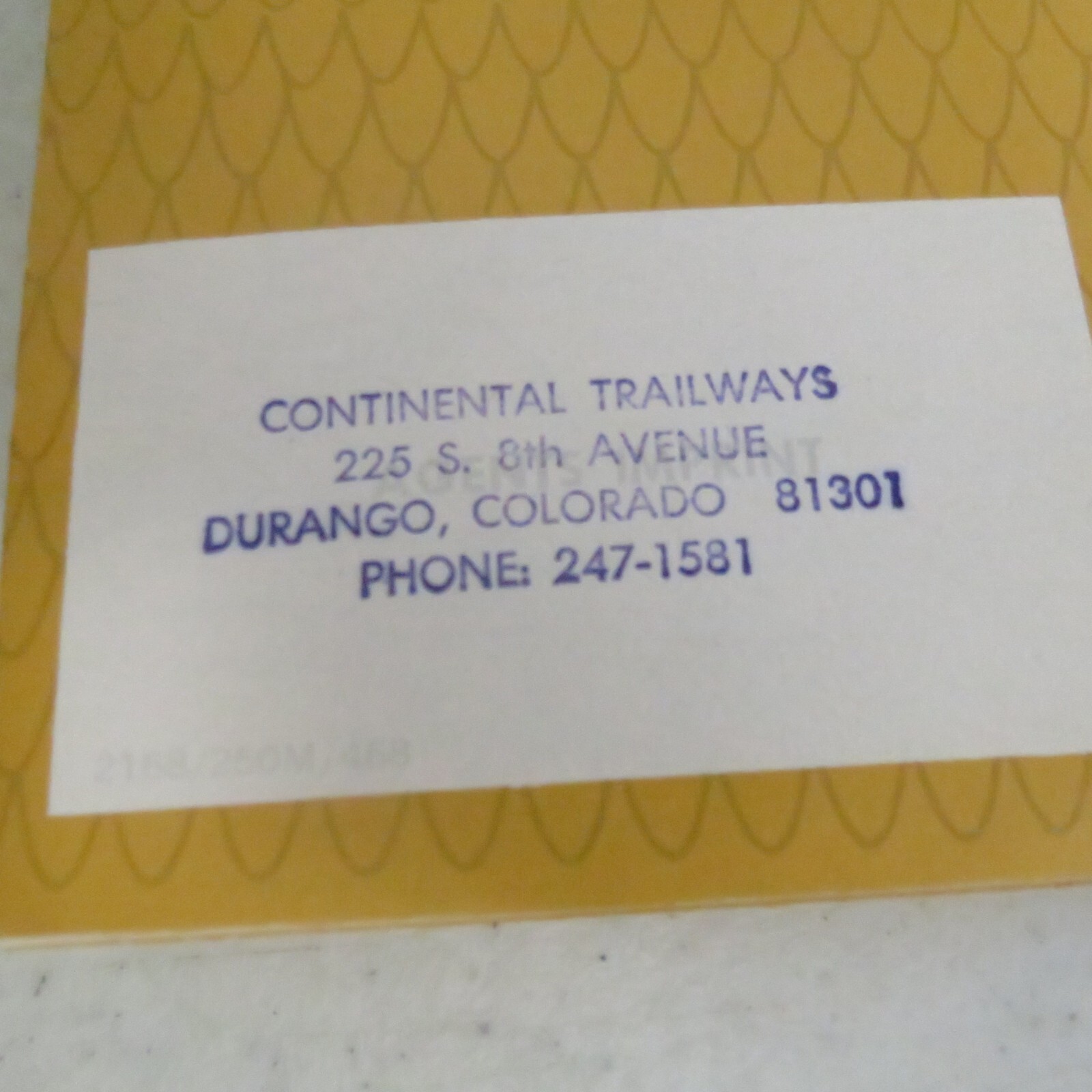Continental Trailways Bus discover America Brochure Stamped Durango Colorado Map