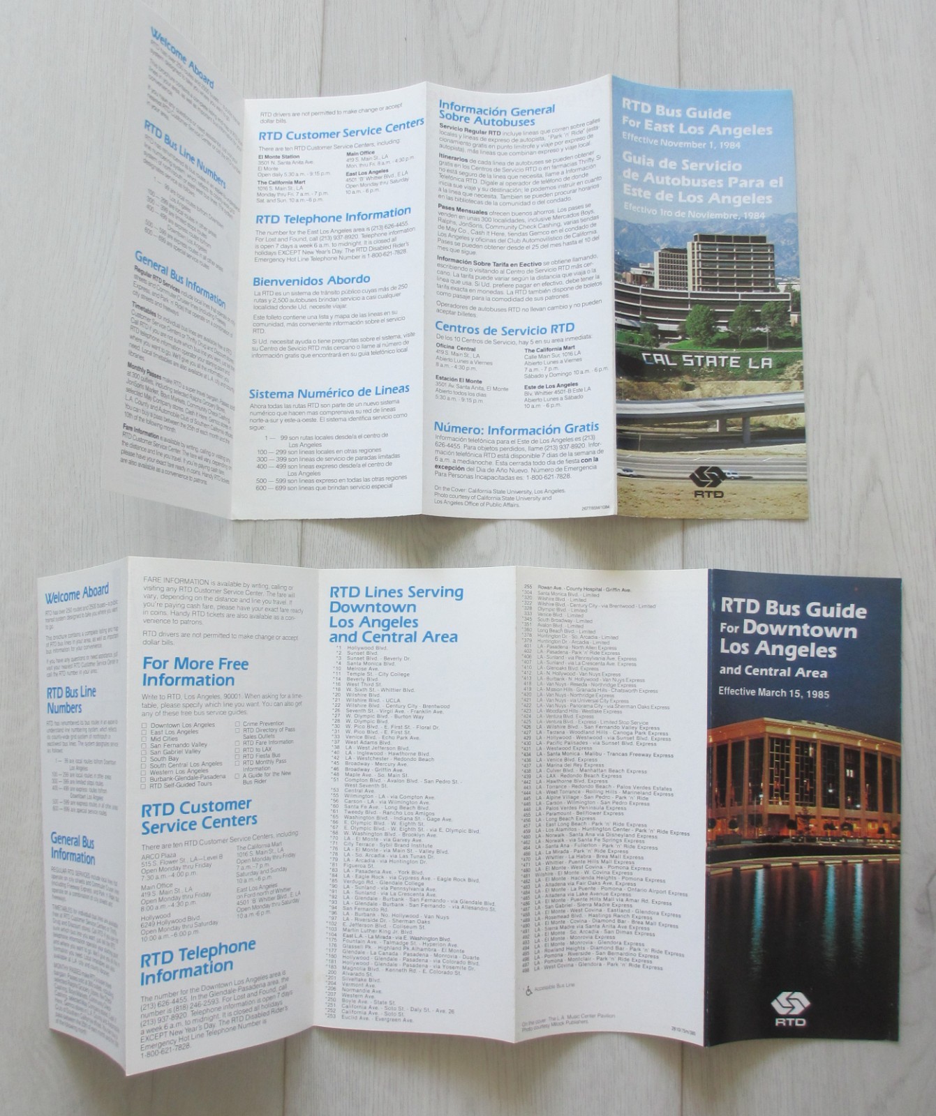 Lot of 4 Vintage 1980s Los Angeles RTD Bus Guides Maps San Gabriel Valley CA