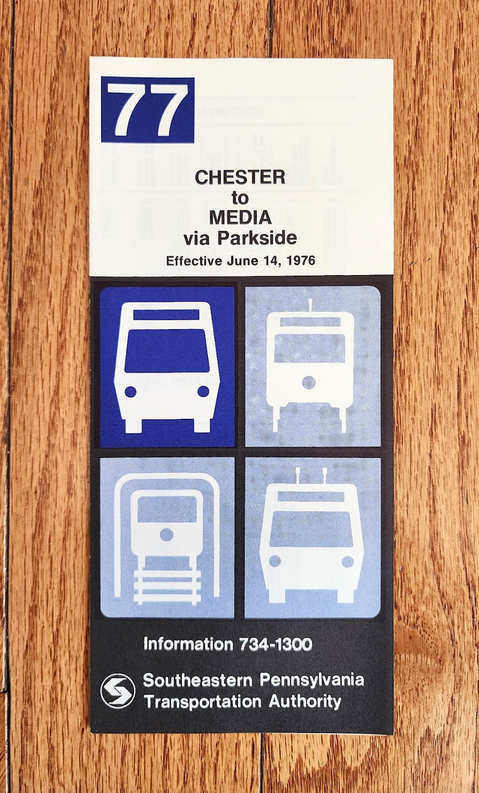 1976 SEPTA BUS TIME TABLE ROUTE 77 PHILADELPHIA PA