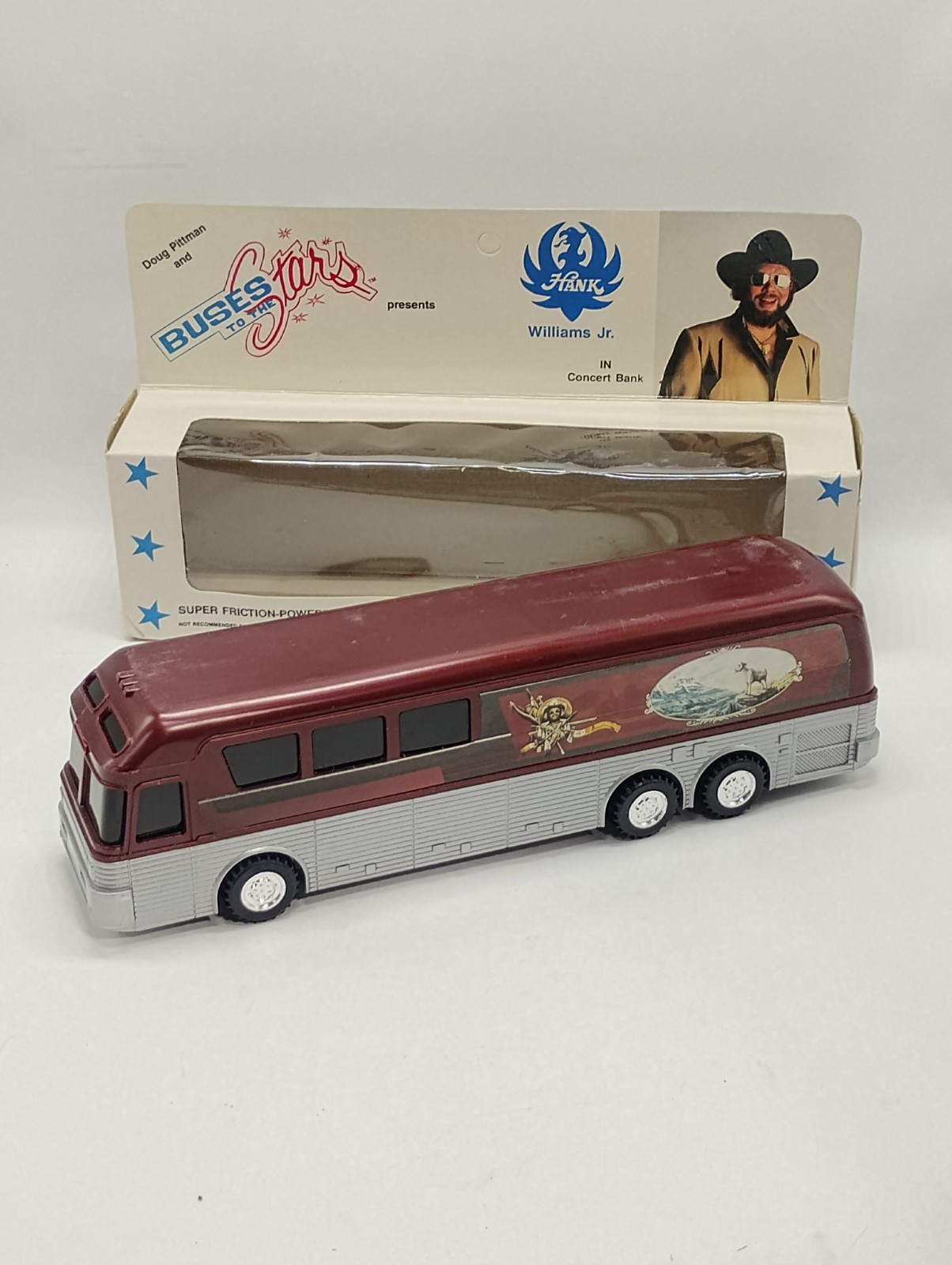 Busses To The Stars Hank Williams Jr. Super Friction Powered Bus Toy Bank