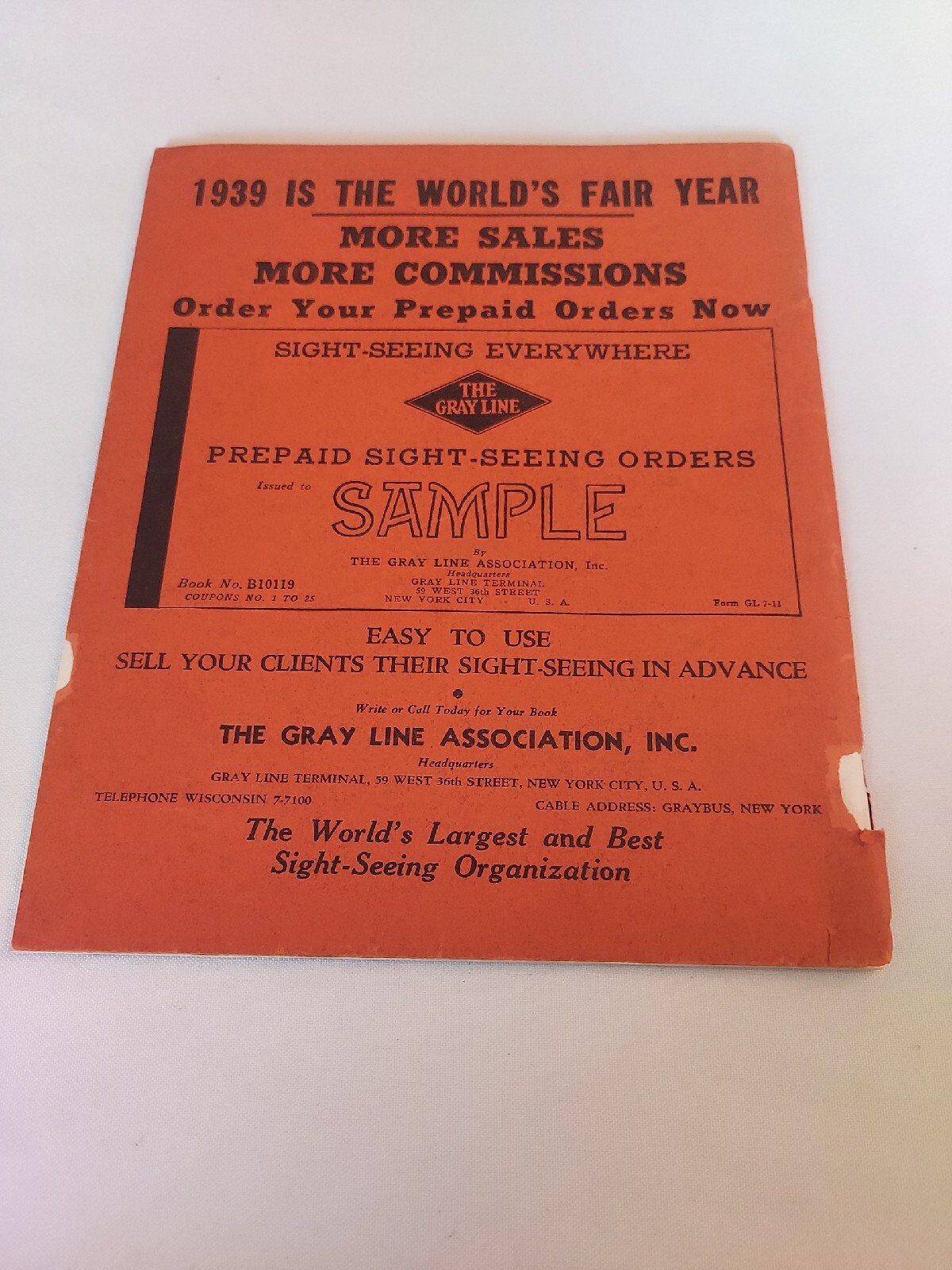 Vintage 1939 Gray Line Bus Sight-Seeing Tariff Booklet