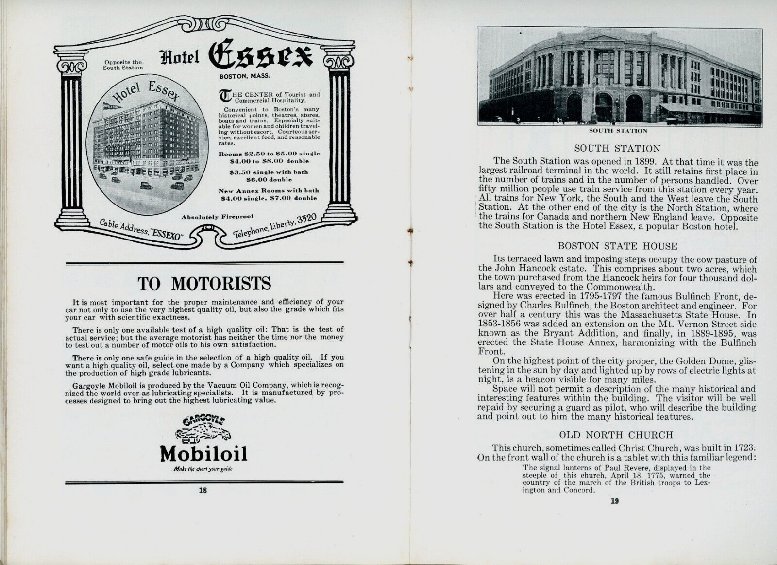 1924 Souvenir Of Boston The Gray Line Inc. Harry J Dooley Tours Ad’s MA Busses