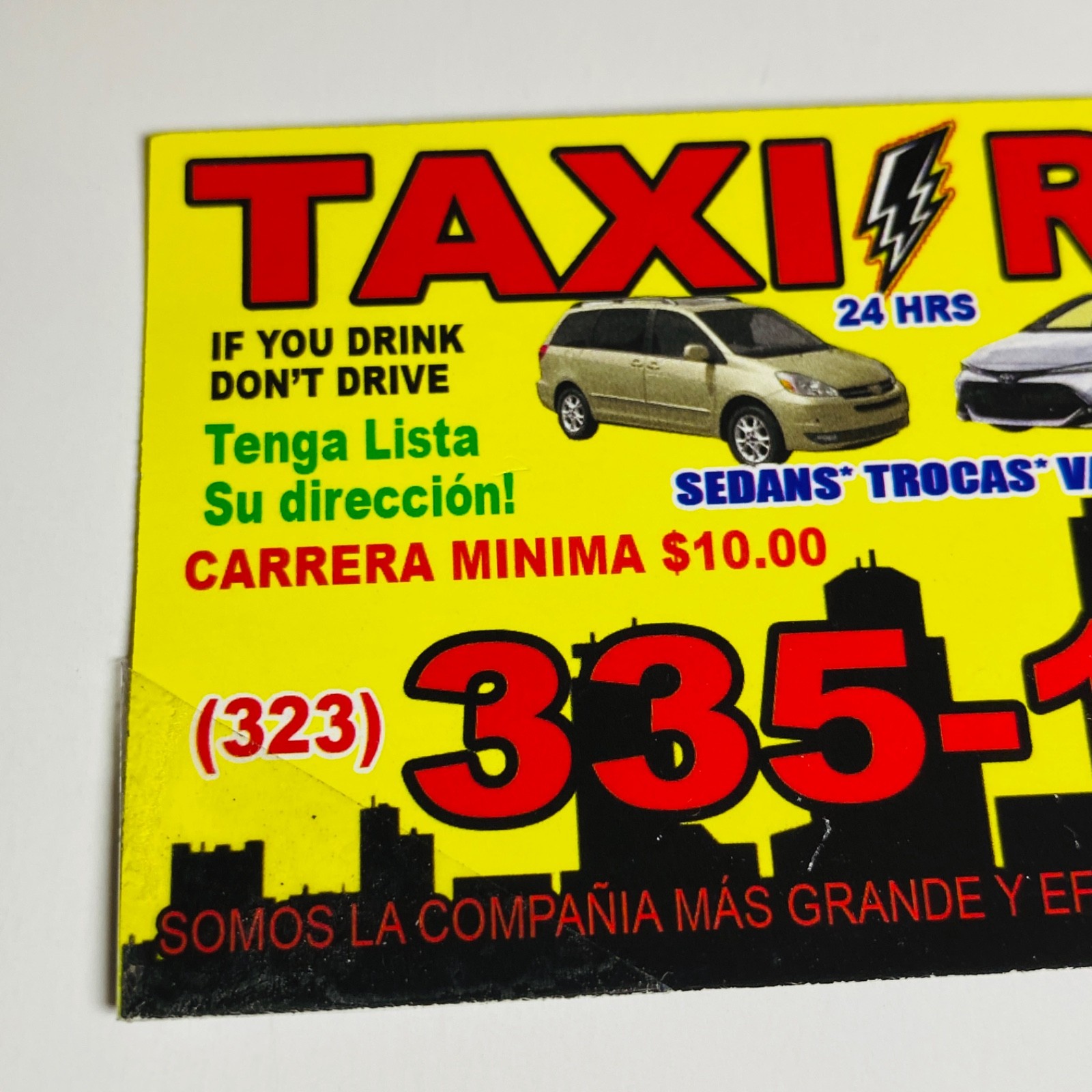 Print Ad Business Card Taxi Cab Service Car Travel Los Angeles City Transport
