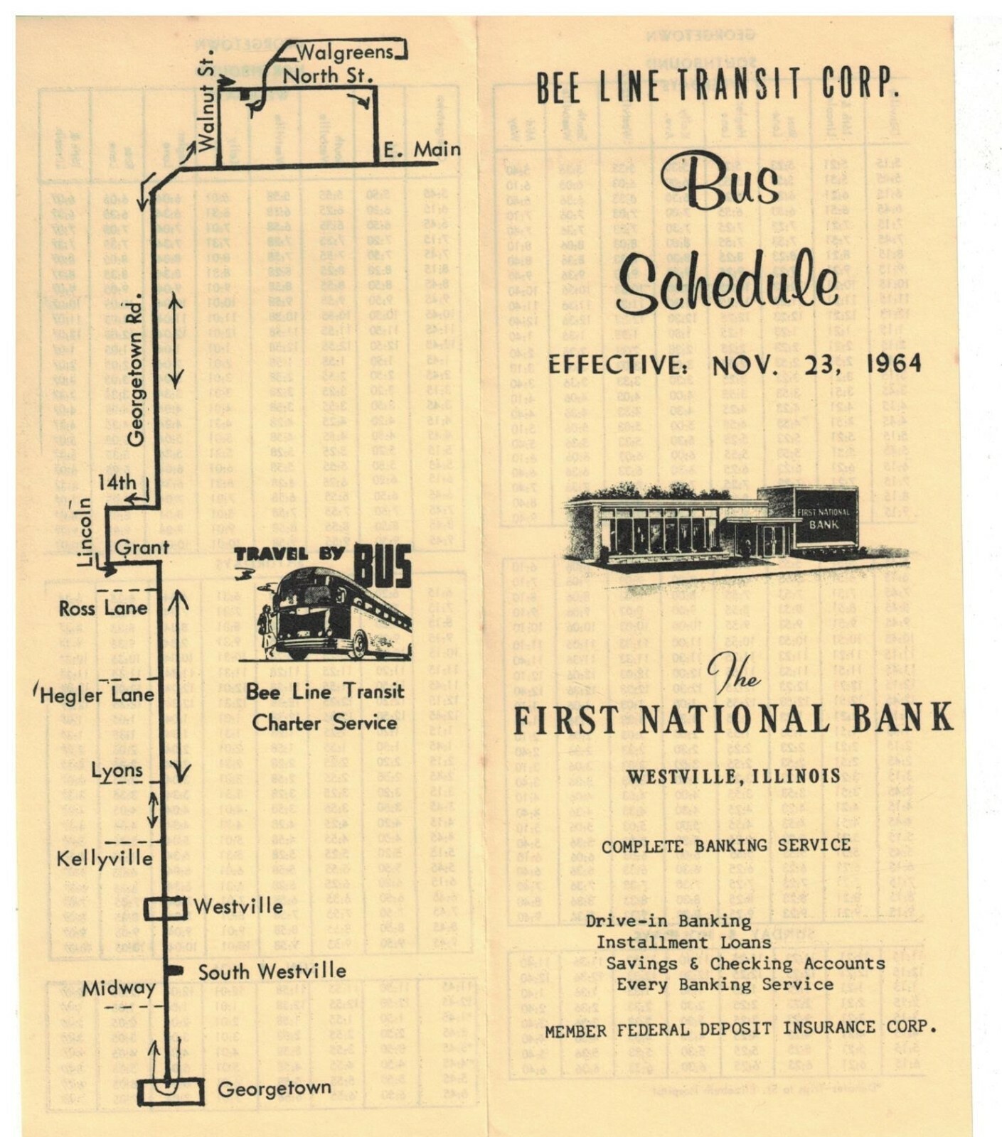 1964 Georgetown-Westville and beyond IL Bus Schedule & Map