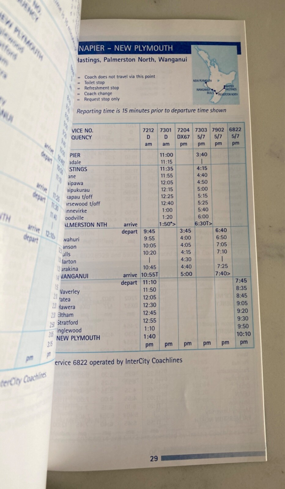 Vintage 1998 North Island coach timetable ~ Newmans Coach Lines New Zealand