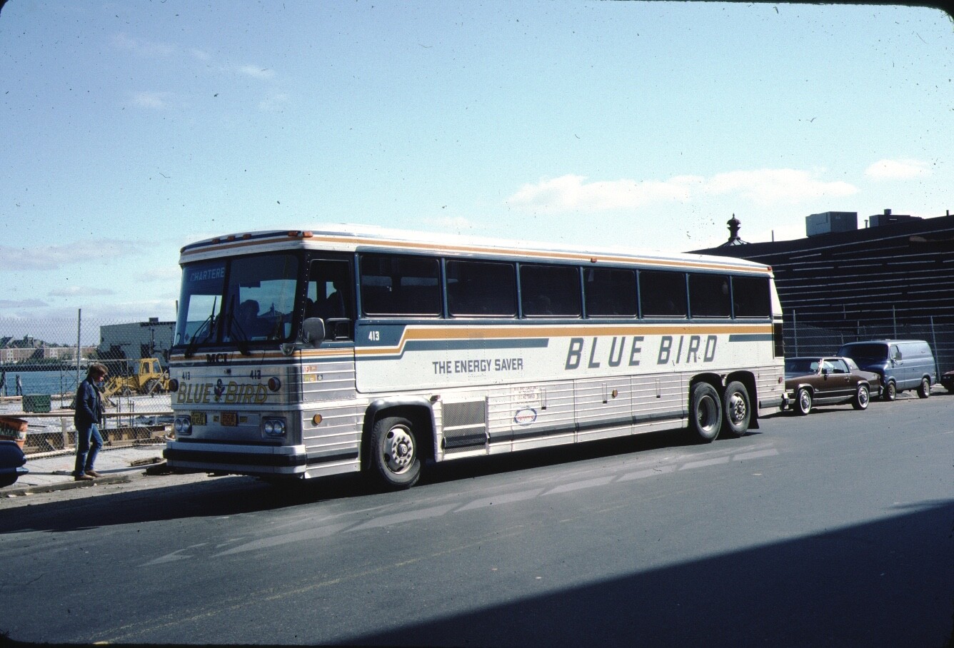 Blue Bird MCI bus Kodachrome original Kodak slide