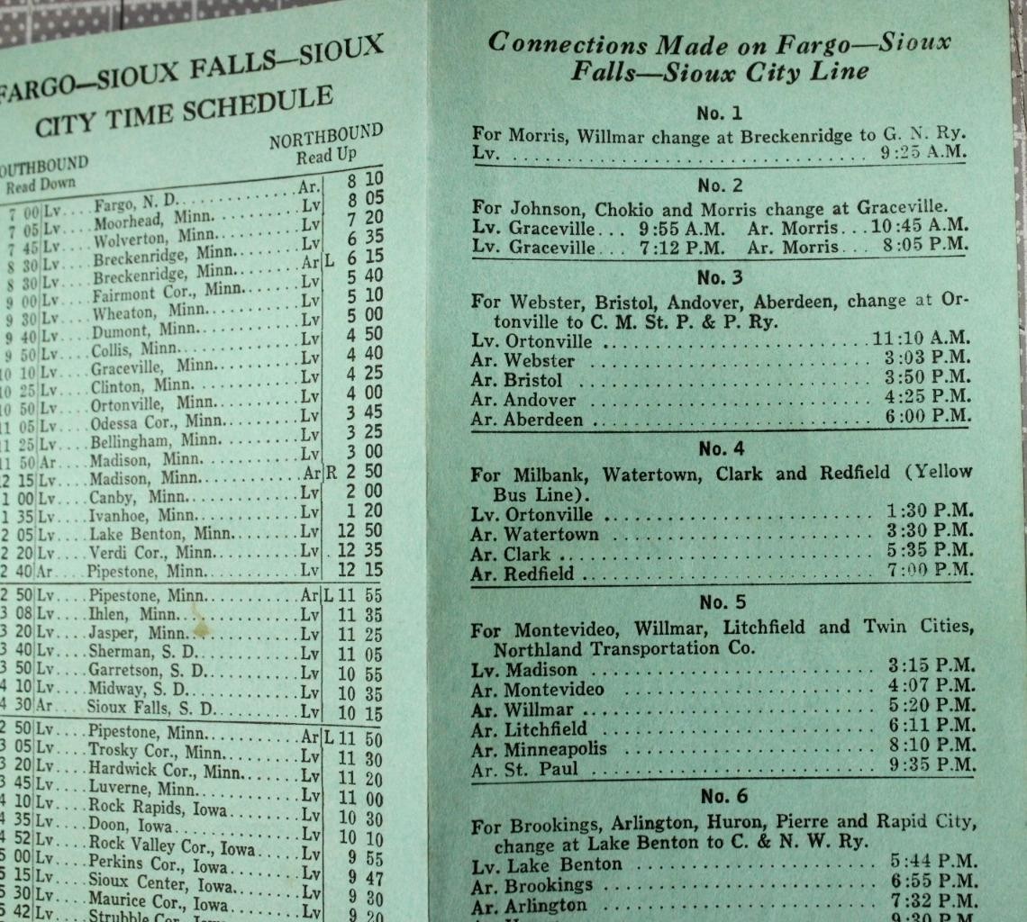 Jack Rabbit Bus Lines Time Schedule may 1, 1930 C346