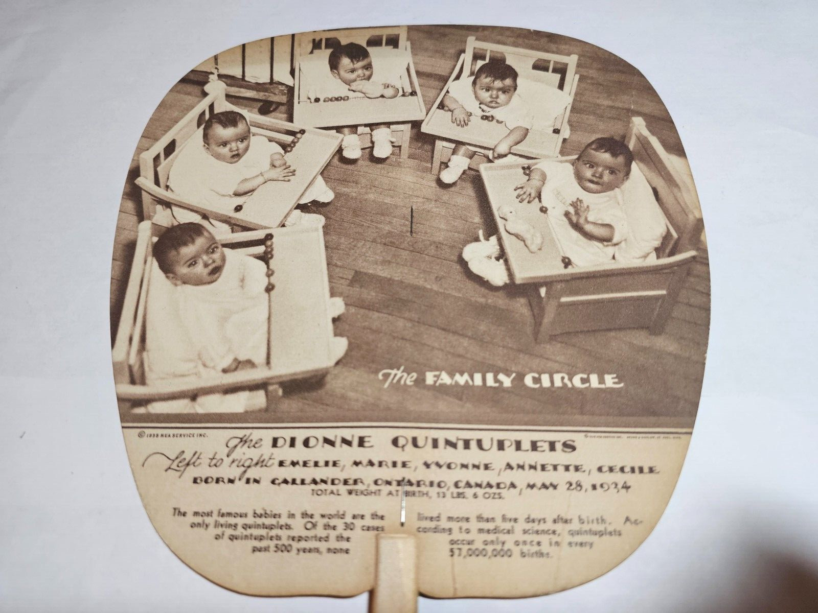 c.1935 NORTH HALEDON BUS LINE FAN NEW JERSEY DIONNE QUINTUPLETS ADVERTISING N.J.