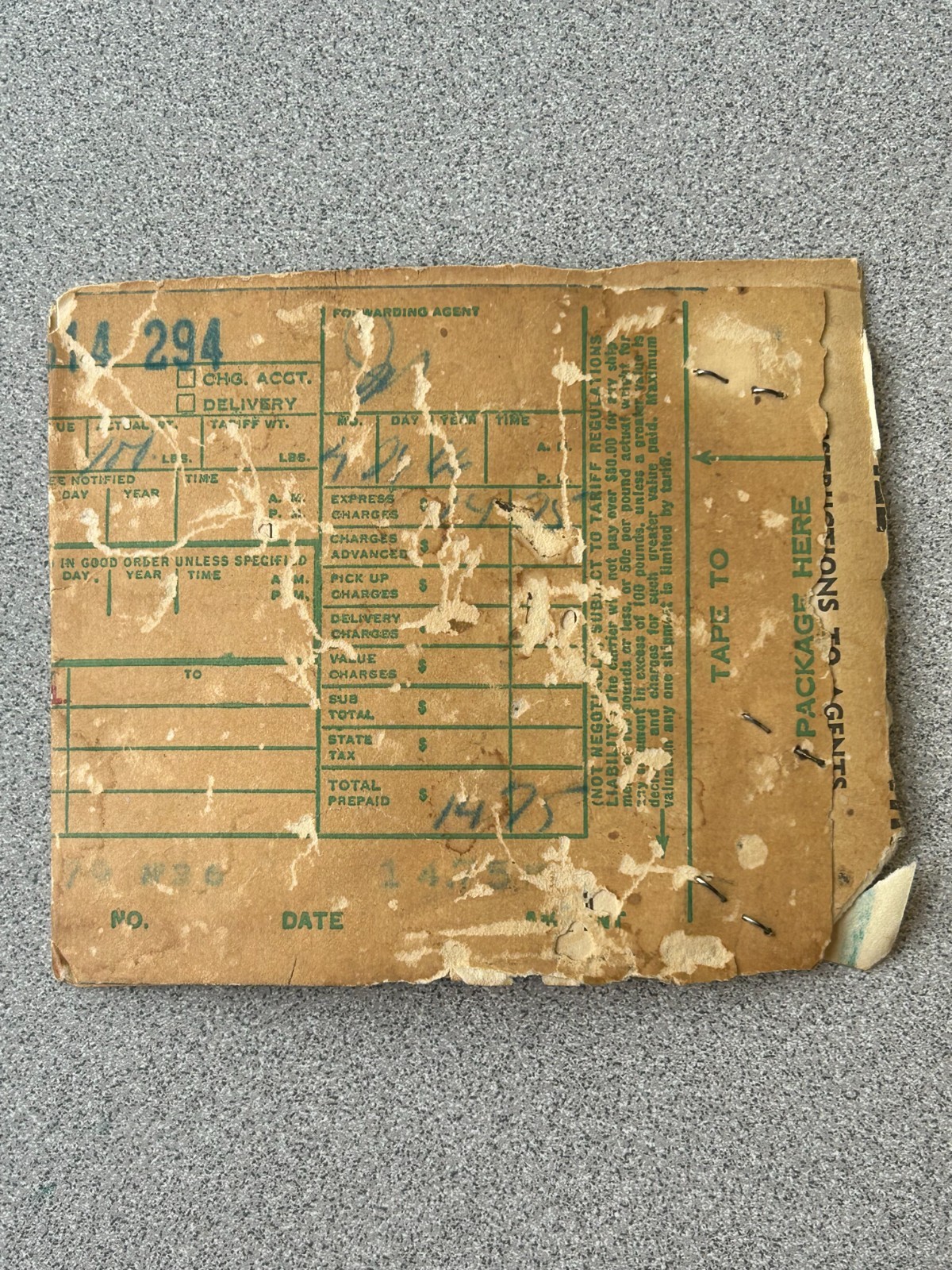 Vintage 1965 Greyhound Bus Shipping Tag San Diego CA to St. Louis MO Ephemera