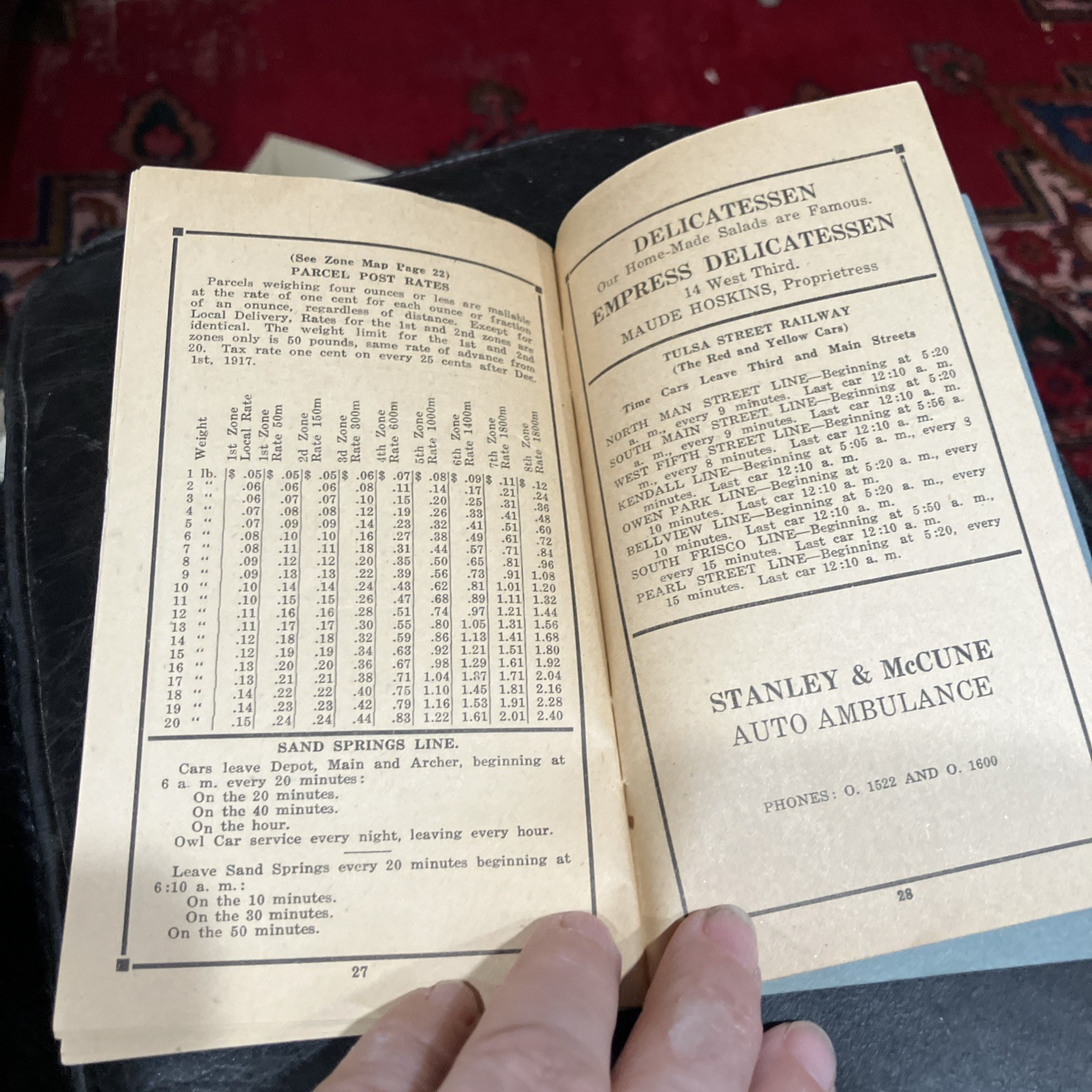 1920’s RD Taxi Rail Fare Guide “From Tulsa To” For March
