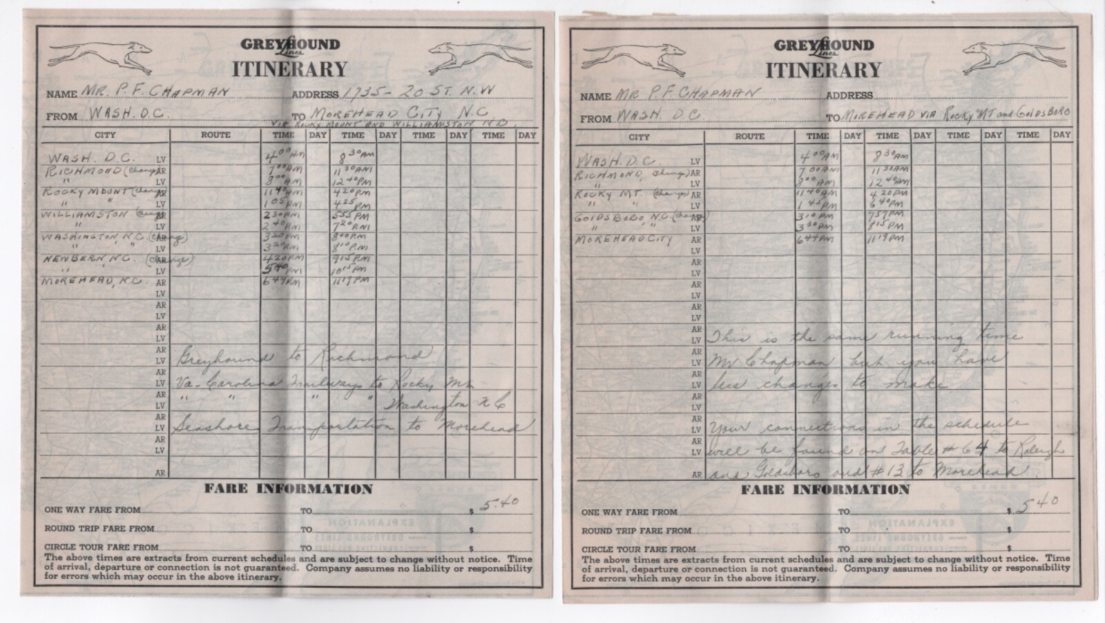 1940 TRAVEL BROCHURE GREYHOUND BUS TIME TABLES MAP FLORIDA CHAPMAN
