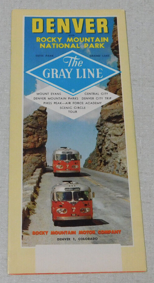 1963 The Gray Line bus sightseeing tour brochure Denver Rocky Mountain Park