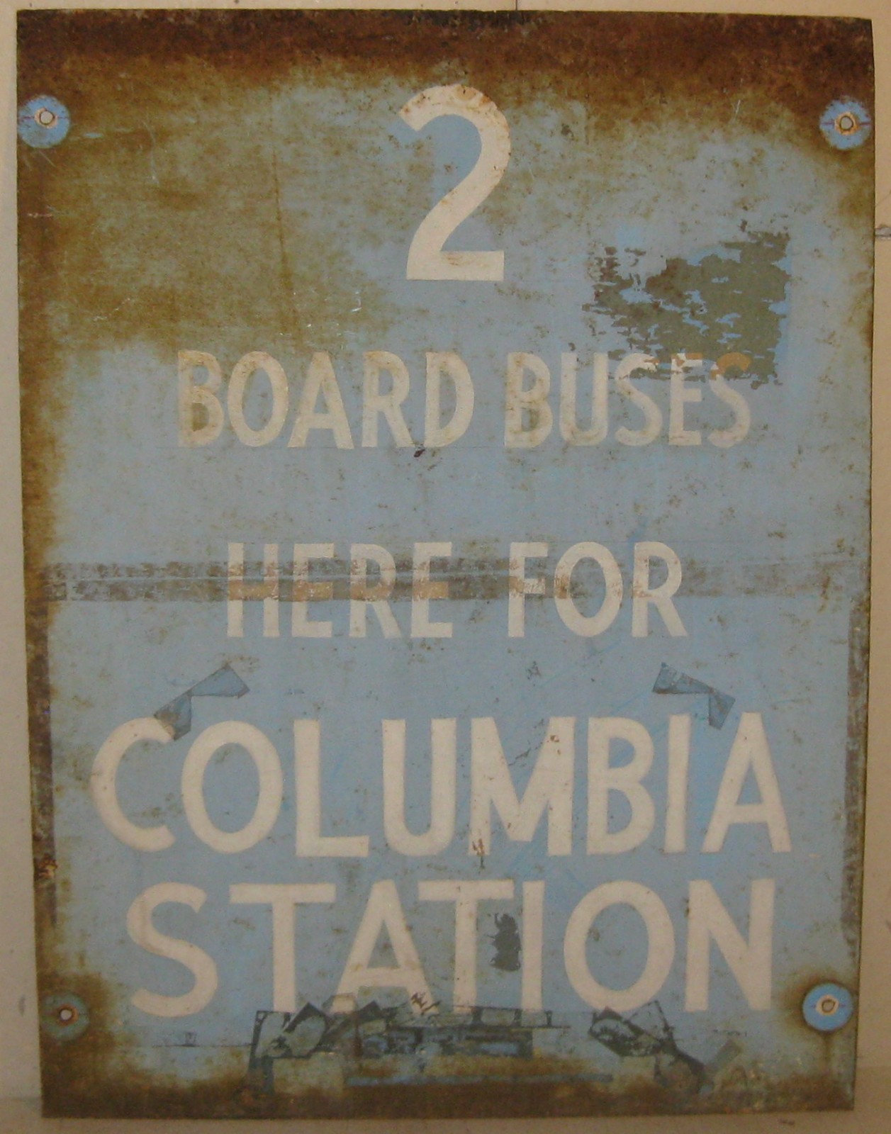 Original Vintage 1940s ‘COLUMBIA STATION’ BOSTON City Bus Station Painted SIGN