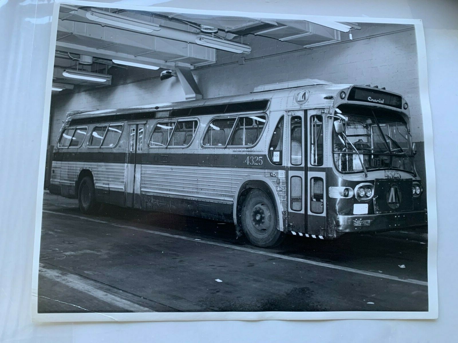 8X10 NY NYC BUS 4325 SPECIAL 50 CENT FARE M TRANSIT LOGO BLACK WHITE PHOTOGRAPH
