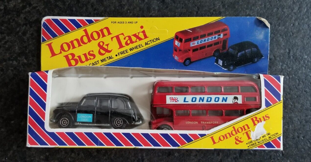 VINTAGE 1980s M. Persaud Ltd London Bus & Taxi Die Cast Set