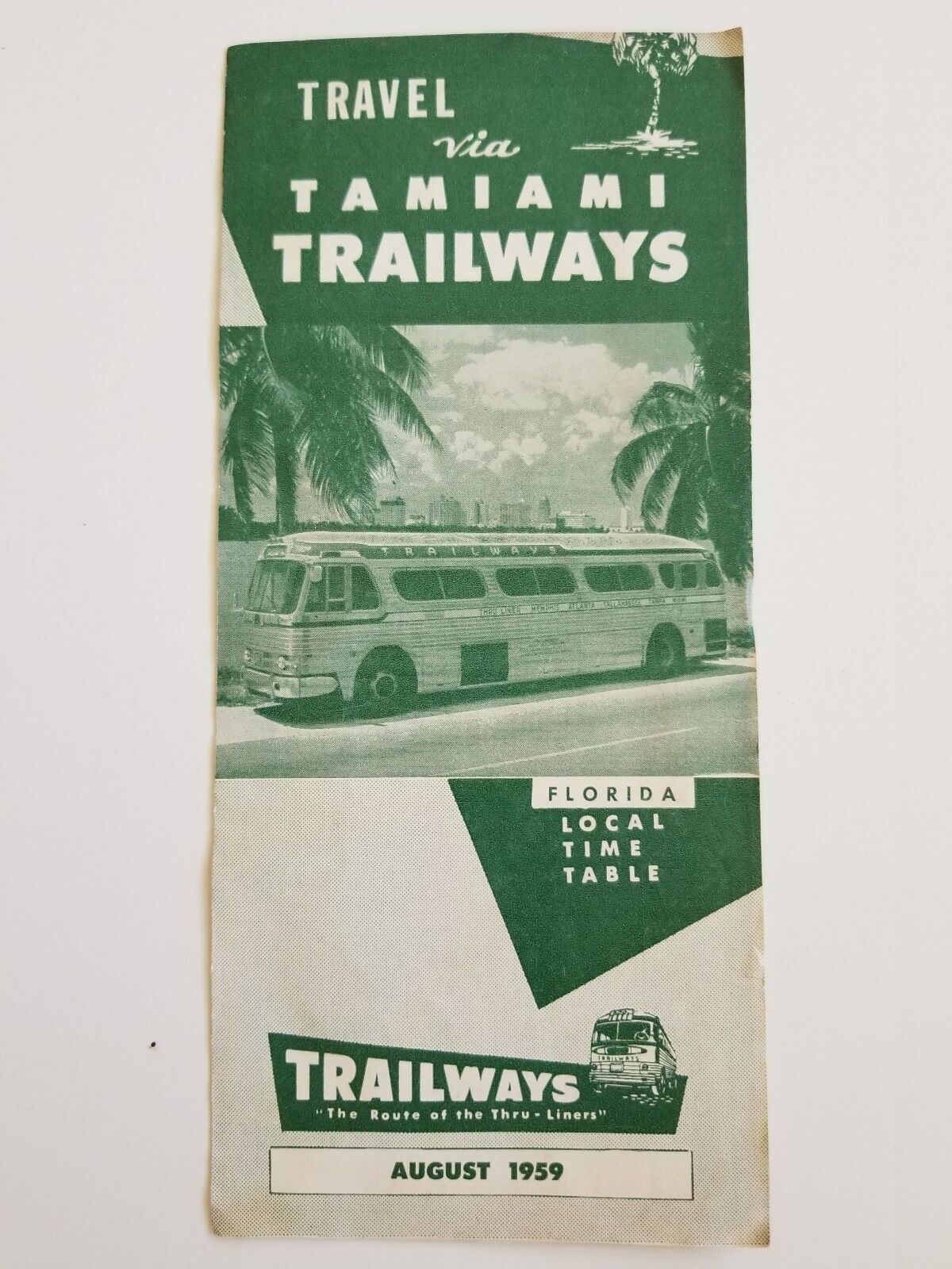 Travel via Tamiami Trailways 1959 Florida Bus Time Table Advertisement Brochure