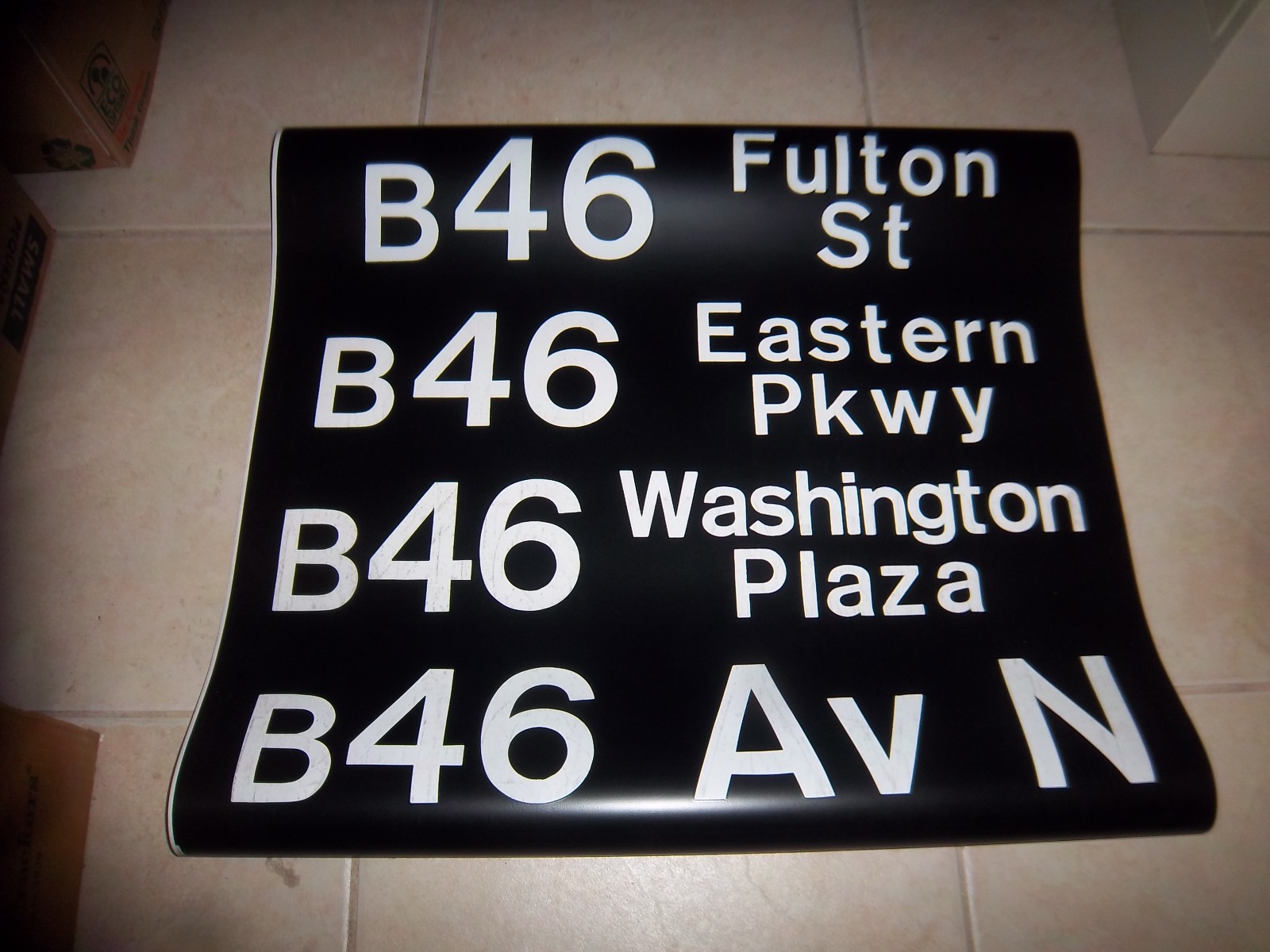 NYC BUS ROLL SIGN BROOKLYN FULTON STREET EASTERN PARKWAY WASHINGTON PLAZA AVE. N