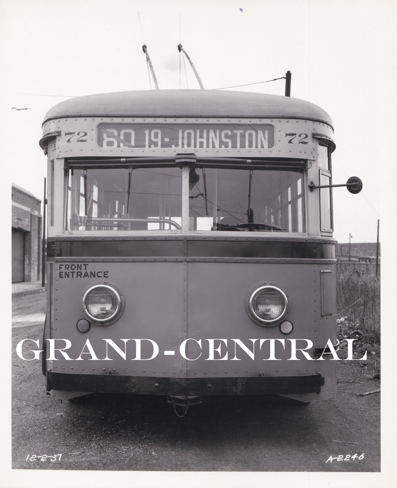 VINTAGE PRT PITTSBURGH REGIONAL TRANSIT TROLLEY BUS PHOTO FRONT IMAGE #72 IN PA