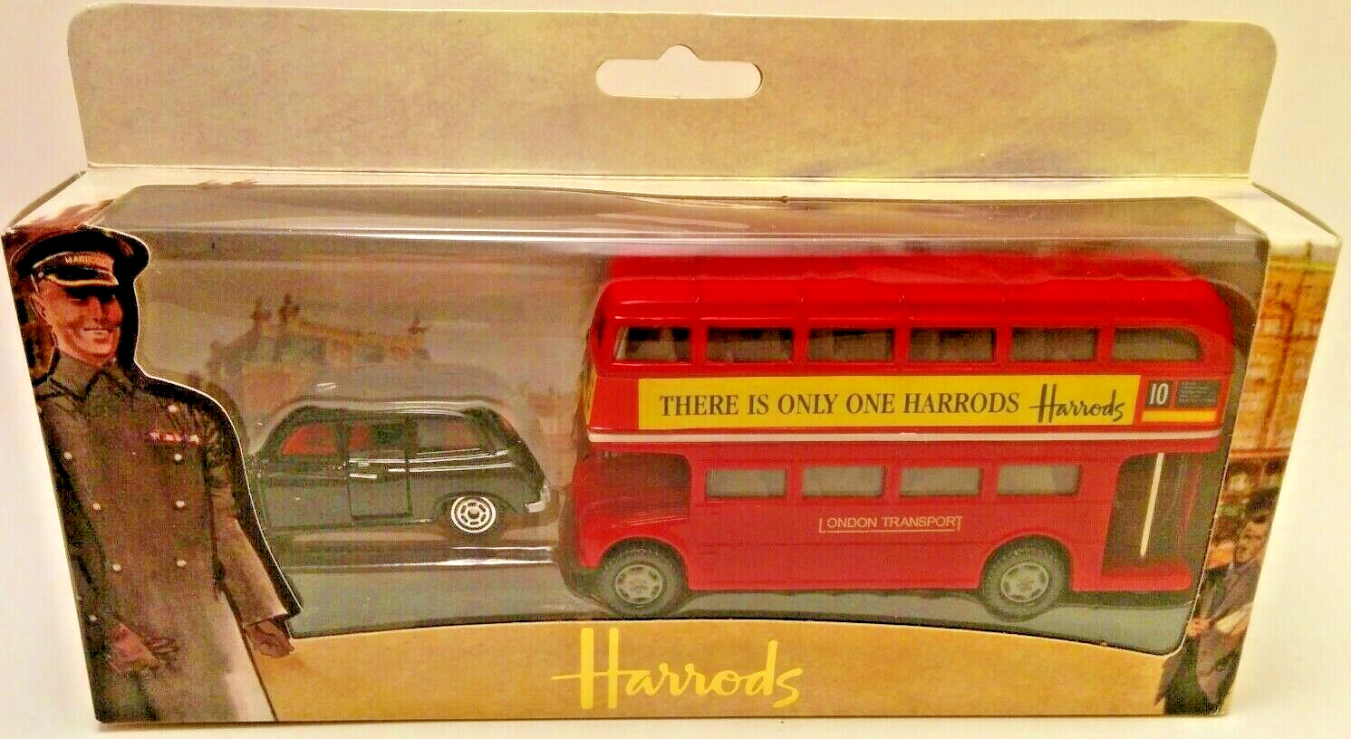 Harrods Scenes of London Black Taxi, Double Decker Bus