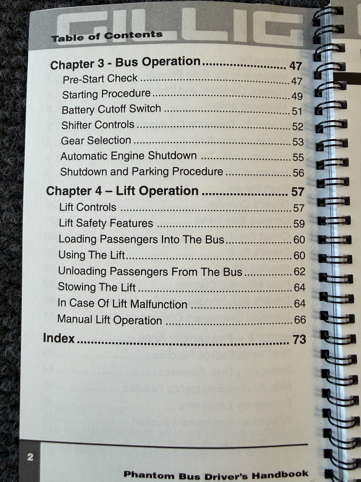 Gillig Phantom Driver’s/Operator’s Handbook – SamTrans 600 Series – 1998