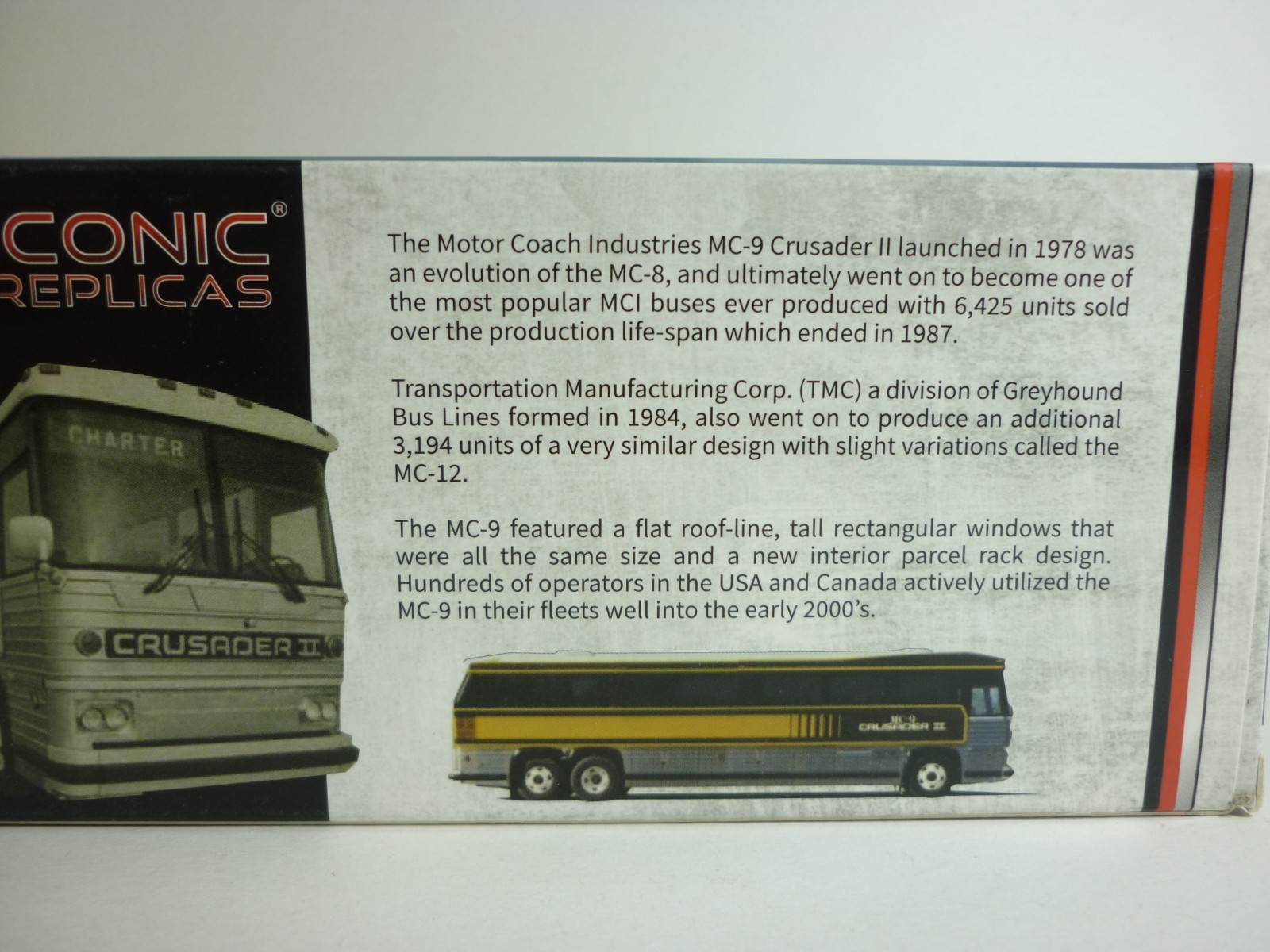 Iconic Replicas 1:87 MCI 9 Crusader II Bus Gray Coach Canada USA