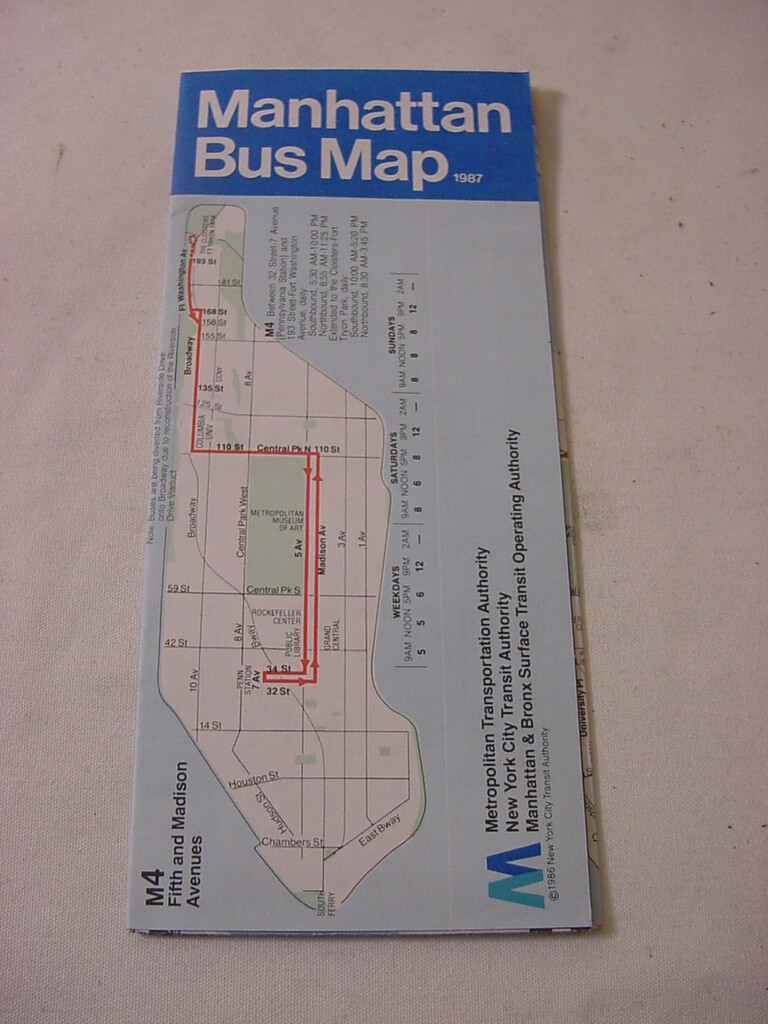 1987 MANHATTAN BUS MAP